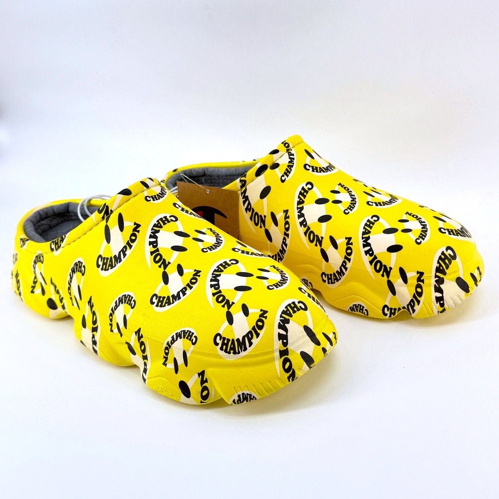 Champion‎ Super Meloso Smiley Clogs Mens Size 9 Yellow Slides Sandals Comfy NEW